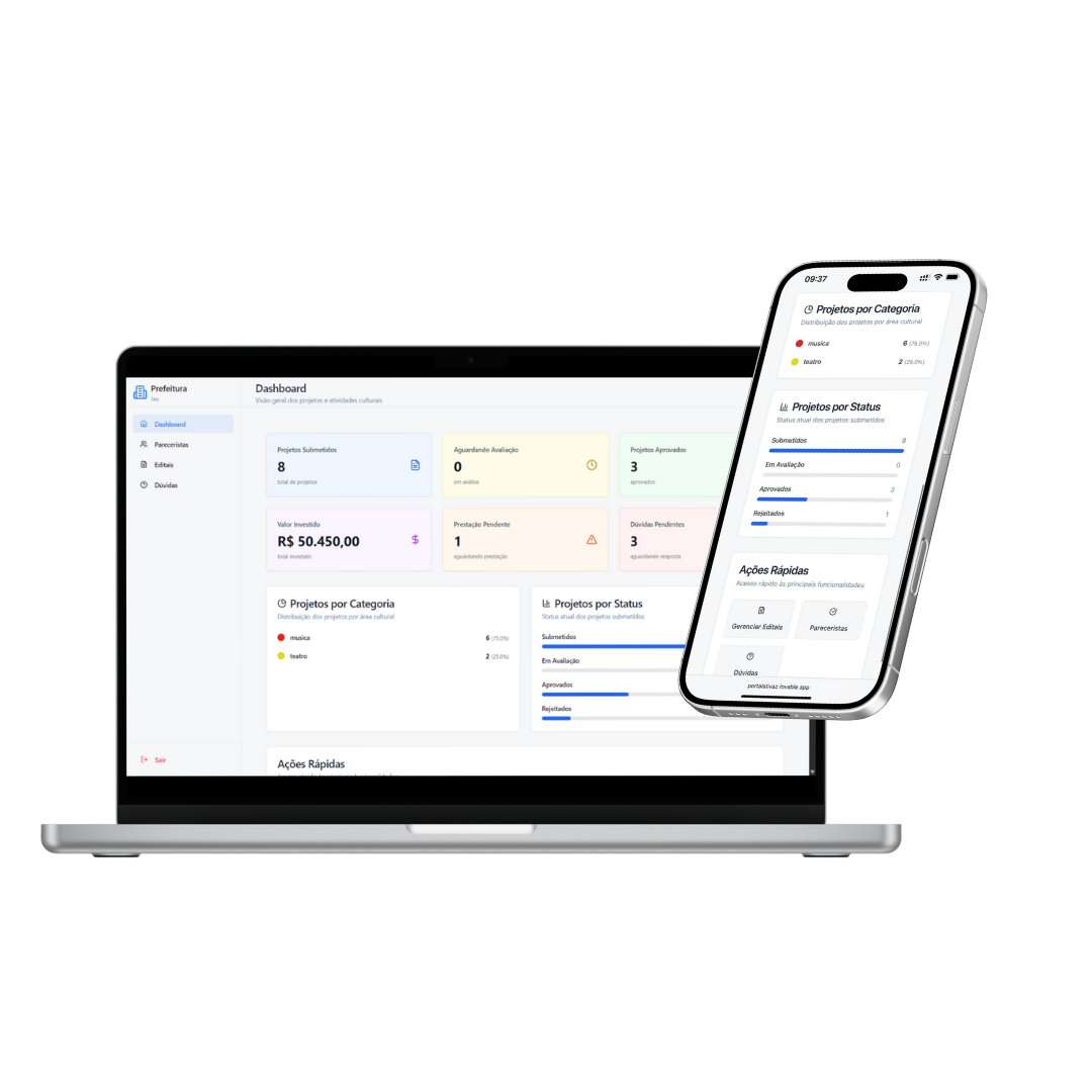 Mockup do sistema PNAB+ em notebook e smartphone